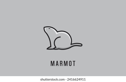 Vector marmot silhouette for logo, emblem, badge, label vintage design element.