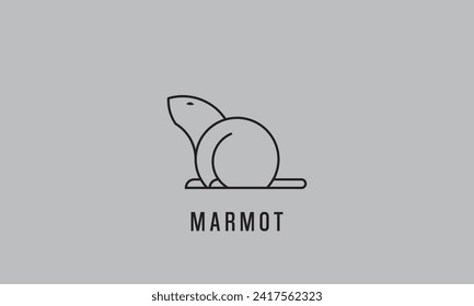 Vector marmot silhouette for logo, emblem, badge, label vintage design element.