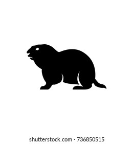 Vector marmot silhouette view side for retro logos, emblems, badges, labels template vintage design element. Isolated on white background