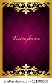 Vector maroon frame with gold ornament