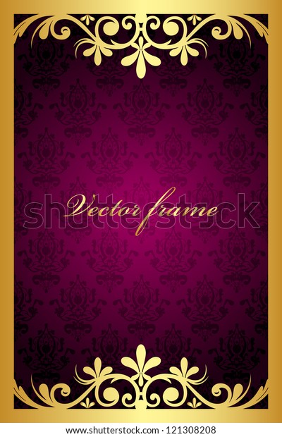 Vector Maroon Frame Gold Ornament Stock Vector (Royalty Free) 121308208