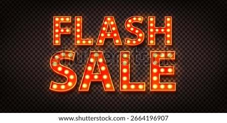 Vector marquee neon sign of Flash Sale isolated on the transparent background.