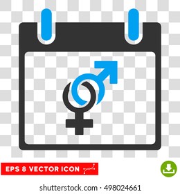 Vector Marriage Calendar Day EPS vector icon. Illustration style is flat iconic bicolor blue and gray symbol on a transparent background.