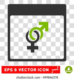 Vector Marriage Calendar Page EPS vector pictogram. Illustration style is flat iconic bicolor eco green and gray symbol on a transparent background.