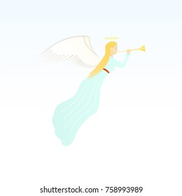 Vector Marry christmas angel on a white blue background 