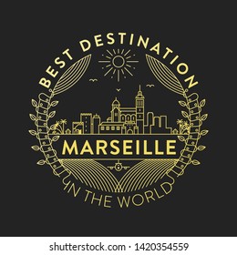 Vector Marseille City Badge, Linear Style