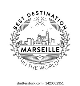 Vector Marseille City Badge, Linear Style