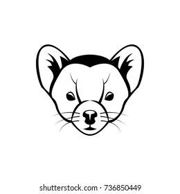 Vector marten head, face  for retro logos, emblems, badges, labels template and t-shirt vintage design element. Isolated on white background
