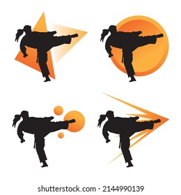 Logos für Vektormartial Arts mit verschiedenen Stilen, Kickstile