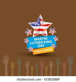 vector Martin Luther King Jr day us sticker or label isolated on brown background. Martin Luther King Jr day vector background
