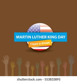 vector Martin Luther King Jr day us sticker or label isolated on brown background. Martin Luther King Jr day vector background