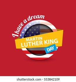 vector Martin Luther King Jr day us sticker or label isolated on red background. Martin Luther King Jr day vector background