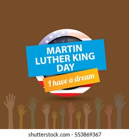 vector Martin Luther King Jr day us sticker or label isolated on brown background. Martin Luther King Jr day vector background