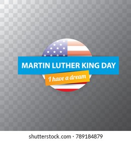 vector Martin Luther King Jr day sticker or label isolated on transparent background. Martin Luther King Jr day vector background or poster