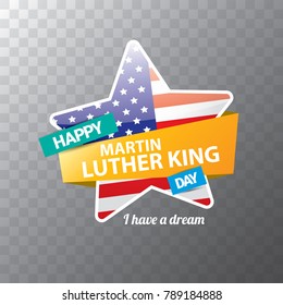 vector Martin Luther King Jr day sticker or label isolated on transparent background. Martin Luther King Jr day vector background or poster