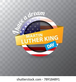 vector Martin Luther King Jr day sticker or label isolated on transparent background. Martin Luther King Jr day vector background or poster