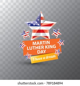 vector Martin Luther King Jr day sticker or label isolated on transparent background. Martin Luther King Jr day vector background or poster