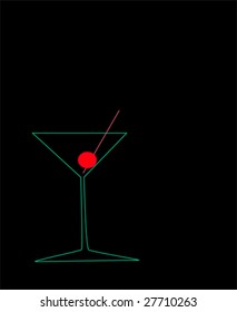 vector martini glass with cherry