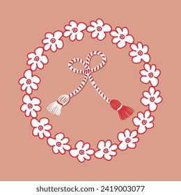 Vector martisor talisman, gift, traditional accessory for holiday of early spring illustration. Perfect print for poster, card, sticker. 


