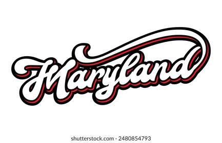 Vector Maryland text typography design for tshirt hoodie baseball cap jacket and other uses vector	