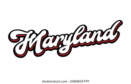 Vector Maryland diseño de tipografía de texto para camiseta con capucha chaqueta de gorra de béisbol y otros usos Vector	