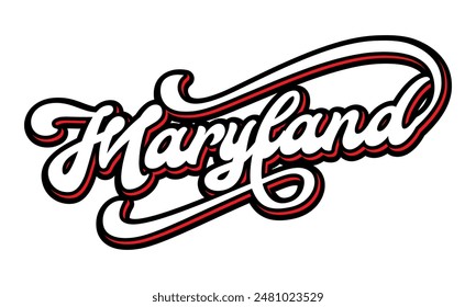 Vector Maryland text typography design for tshirt hoodie baseball cap jacket and other uses vector	