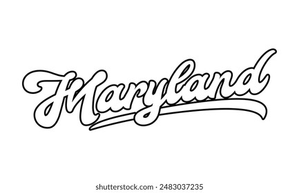 Vector Maryland diseño de tipografía de texto para camiseta con capucha chaqueta de gorra de béisbol y otros usos Vector	