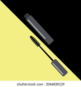 vector mascara. flat image with mascara. open tube of mascara on the background