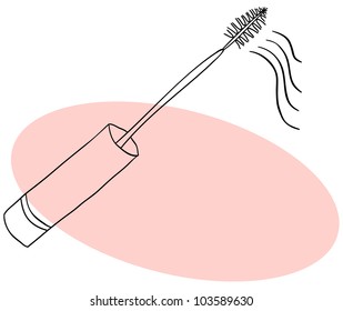 Vector mascara on a pastel pink background