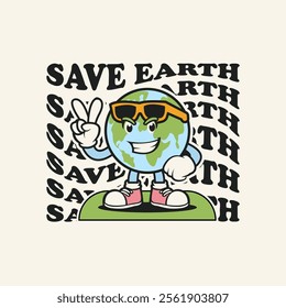 Vector mascot 80s globe character