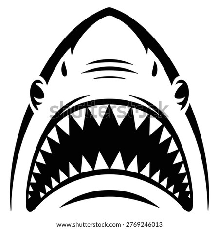Vector mascot of aggressive shark head perfect for sports branding, ocean predator character concept, and dynamic logo design