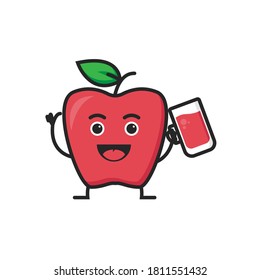 mascota vectorial manzana cualquier pose. Ilustración vectorial de la bebida de manzana mascota.