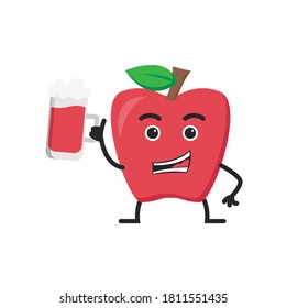 vector mascot apple any pose. Mascot apple drink vector illustration.