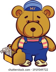 vector of mascot bear artisan with toolbox