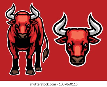 vector of mascot of big bull in set