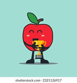 personaje de caricatura de mascota vectorial manzana roja