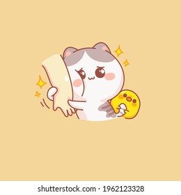 Vector lindo personaje de gato malcriado en la ilustración de color blanco amor
