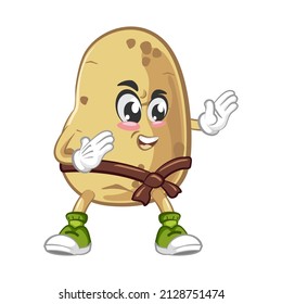 Vector mascot, cartoon and cute potato illustration practicing martial arts