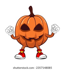 Vector mascot, cartoon and halloween illustration is vit with two mighty clasping hands