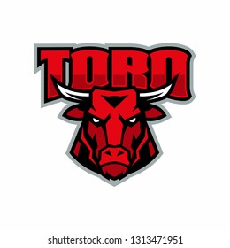 Vector mascot, cartoon, and illustration of a angry toro head sport