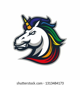 Vector mascot, cartoon, and illustration of a angry unicorn head sport svg