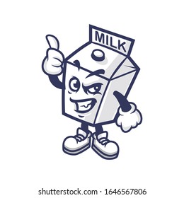 Vector mascot, cartoon, and illustration of a angry milk box 