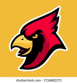 Vector mascot, cartoon, and illustration of a angry cardinal head