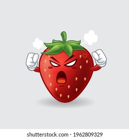 Vector mascot, cartoon, and illustration of an angry strawberry