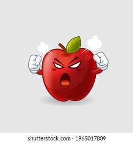 Vector mascot, cartoon, and illustration of an angry red apple