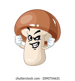 Vector mascot, cartoon and illustration of a angry mushroom