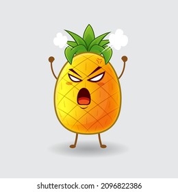 Vector mascot, cartoon, and illustration of an angry pineapple