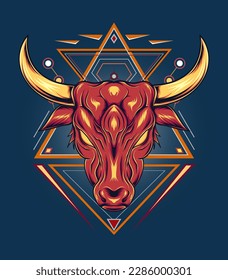 Vector mascot, cartoon and illustration of angry bull head