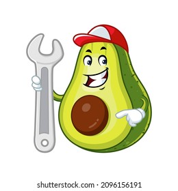 Vector mascot, cartoon and illustration of a avocado holding wrench