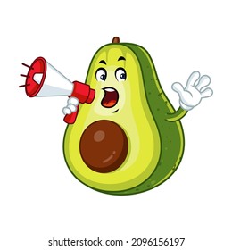 Vector mascot, cartoon and illustration of a avocado holding megaphone